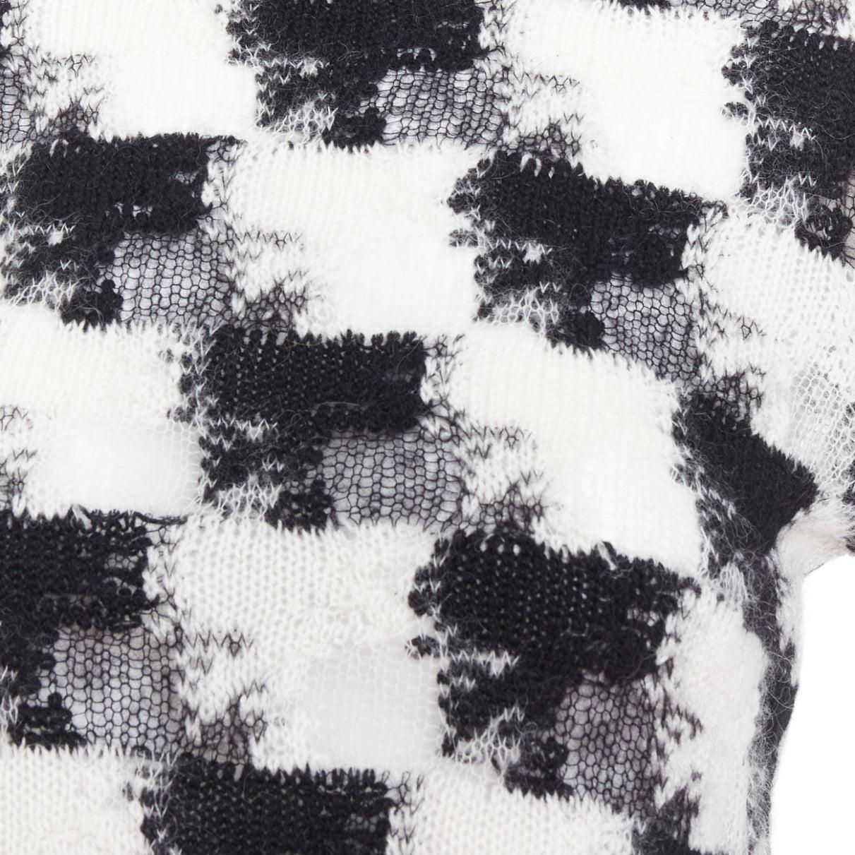 DIOR ChecknDior black white cashmere check sheer turtleneck sweater FR34 XS For Sale 2