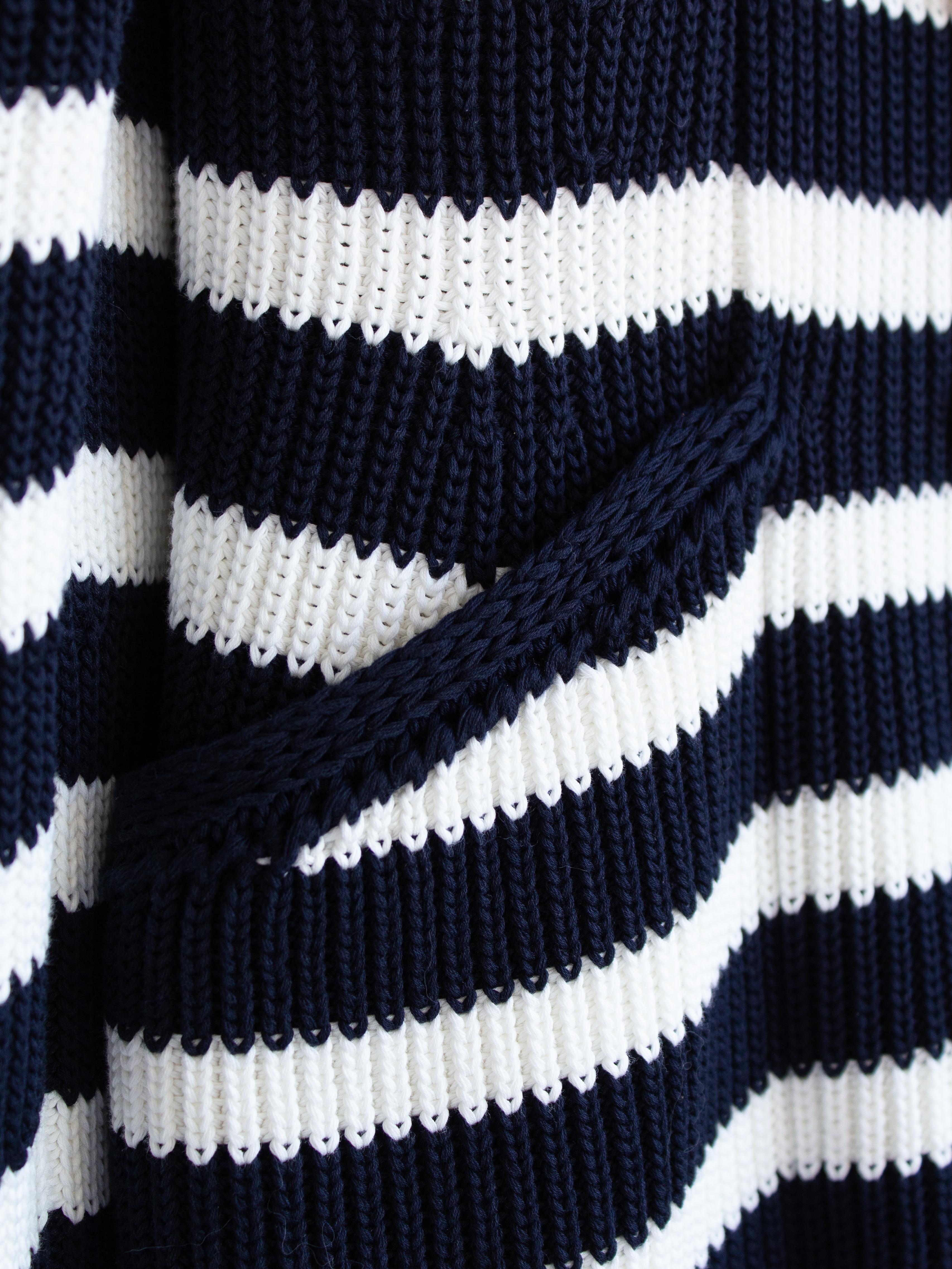 Dior Chez Moi 2021 Capsule Navy Blue White Striped Cotton Knit Bar Jacket 2