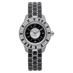 Dior Christal Steel Ceramic Diamond Black Dial Automatic Watch CD113513M001