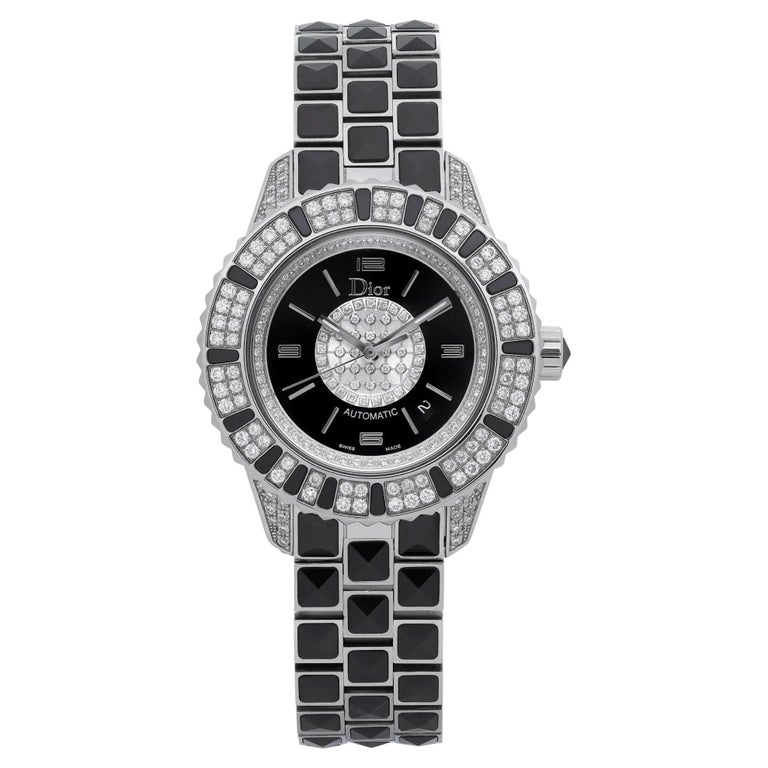 Dior Christal Steel Ceramic Diamond Black Dial Automatic Watch CD113513M001  For Sale at 1stDibs | christian dior watches old models, dior watch  original price, dior watch with diamonds price