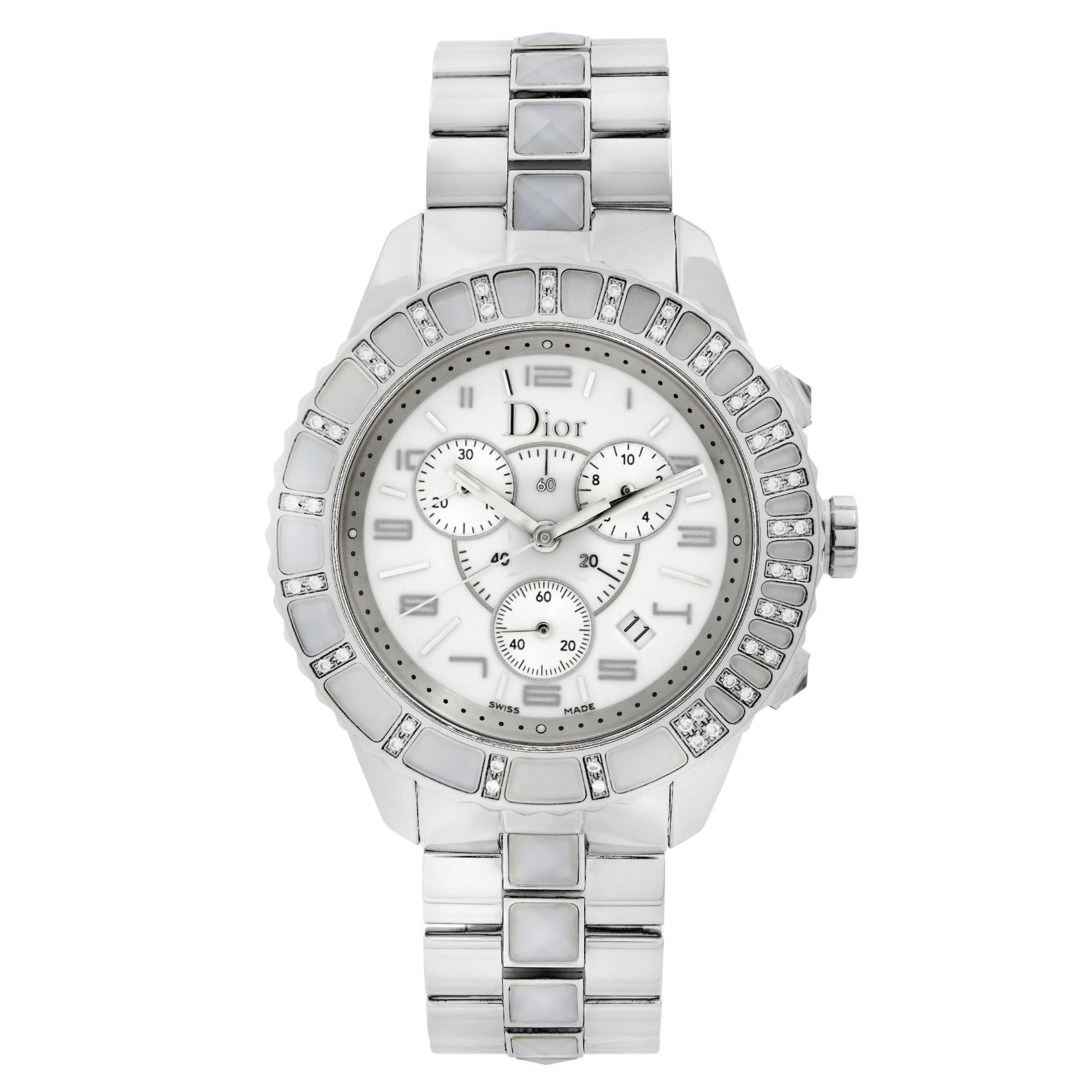 Dior Christal Stainless Steel Diamond White Dial Quartz Watch CD114311M001 For Sale