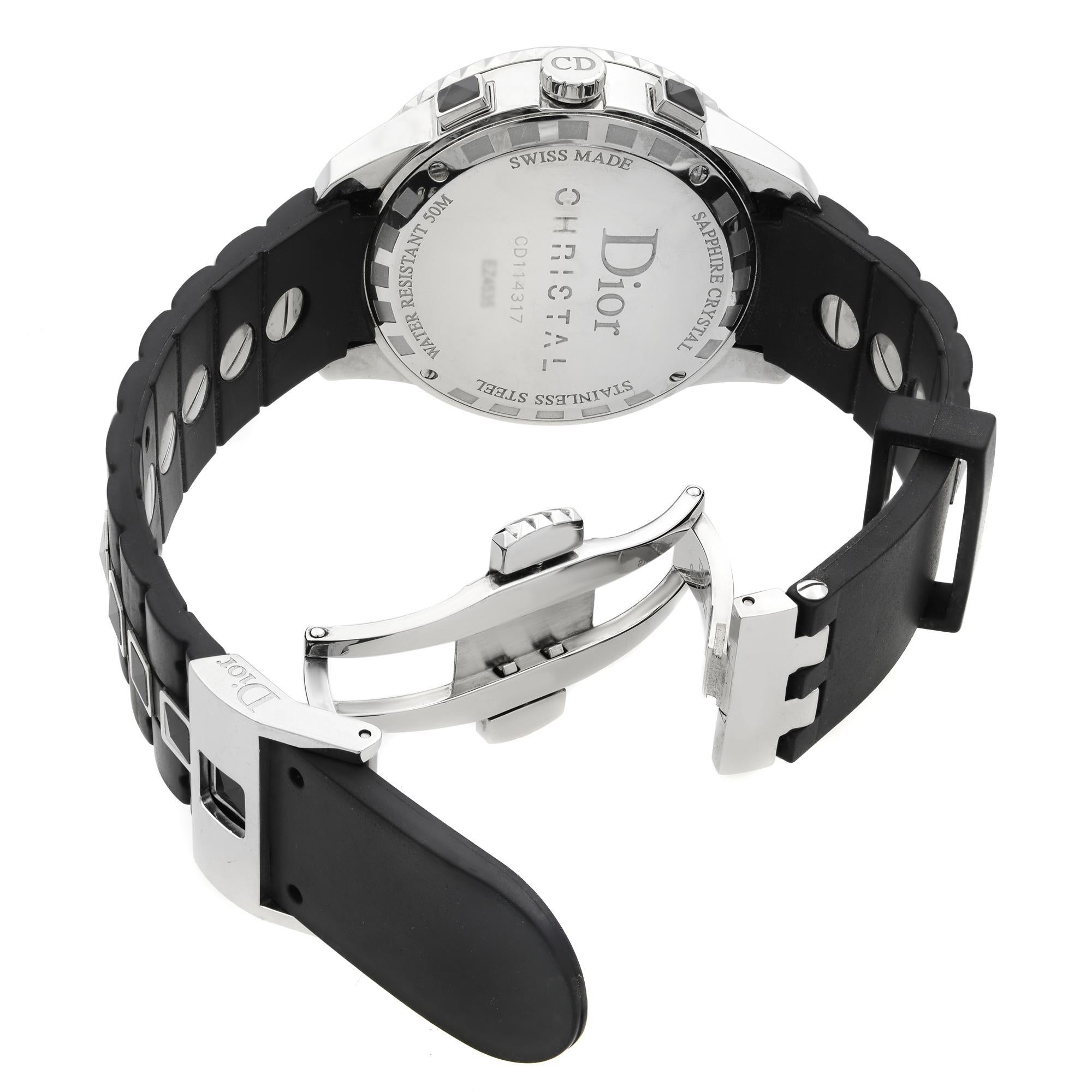 Dior Christal Chrono Black Dial Steel Rubber Quartz Unisex Watch CD114317 1