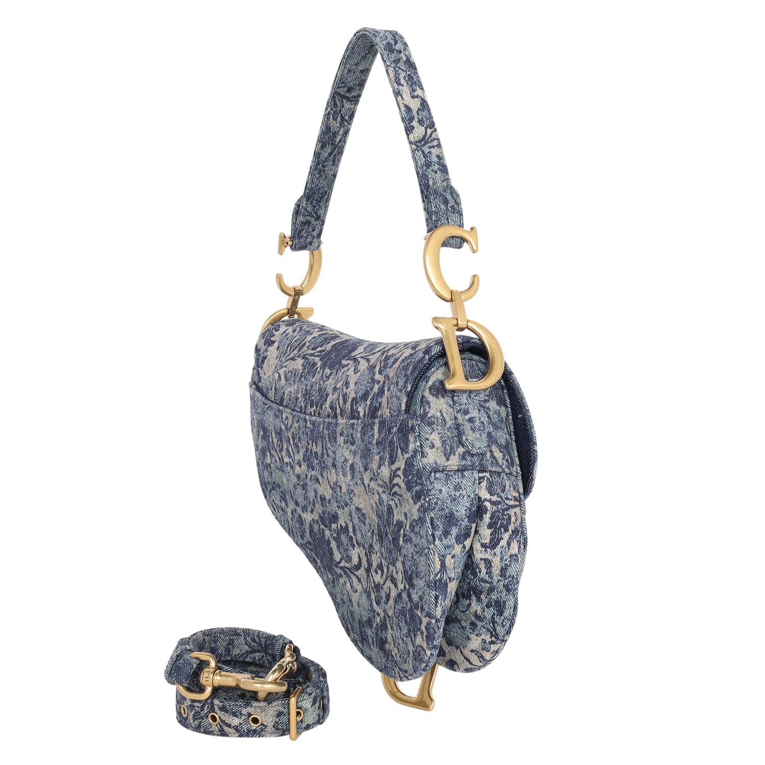 Dior Christian Dior 2022 Medium Floral Denim Saddle Bag 3