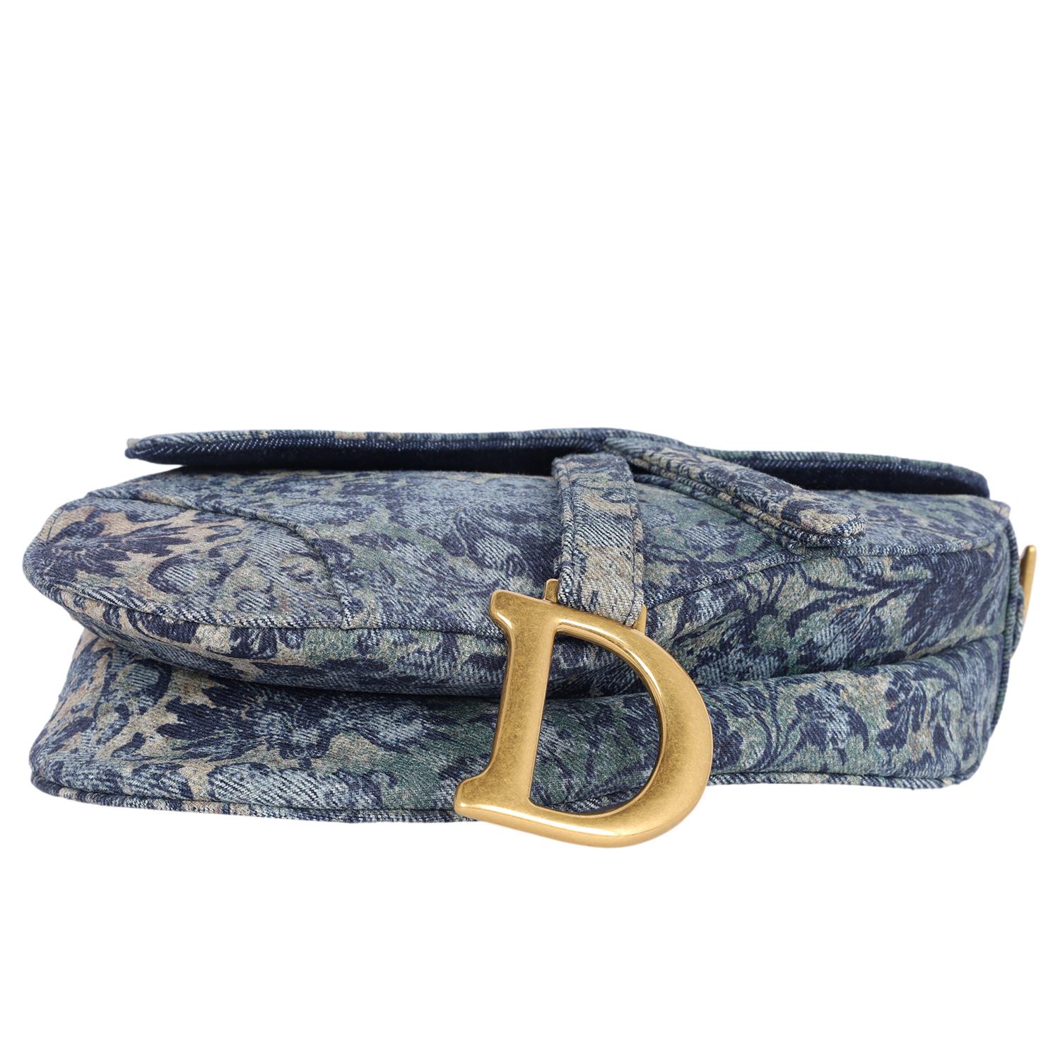 Dior Christian Dior 2022 Medium Floral Denim Saddle Bag 4