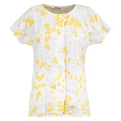 Dior Christian Dior Coordonnes Vintage White Abstract Short Sleeve Top Size M
