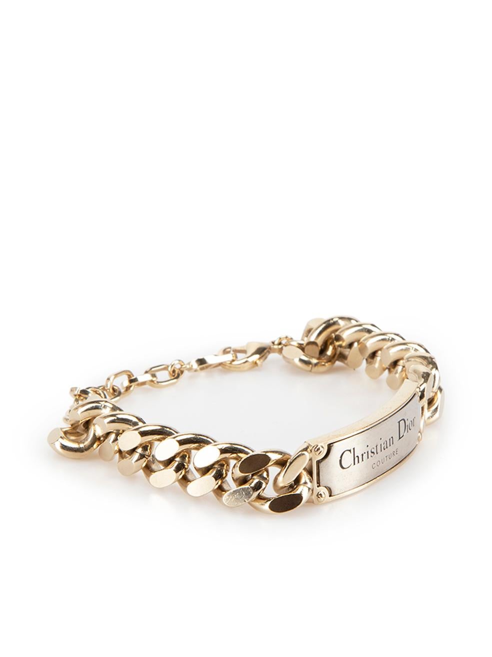 CONDITION is Good. Minor wear to bracelets is evident. Light wear to coated surface with scratches and mild tarnishing throughout on this used Christian Dior Couture designer resale item.



Details


Gold

Metal

Bracelet

Lobster clasp

Chain