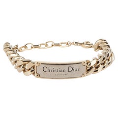 Christian Dior - Bracelet à logo en chaîne dorée Couture