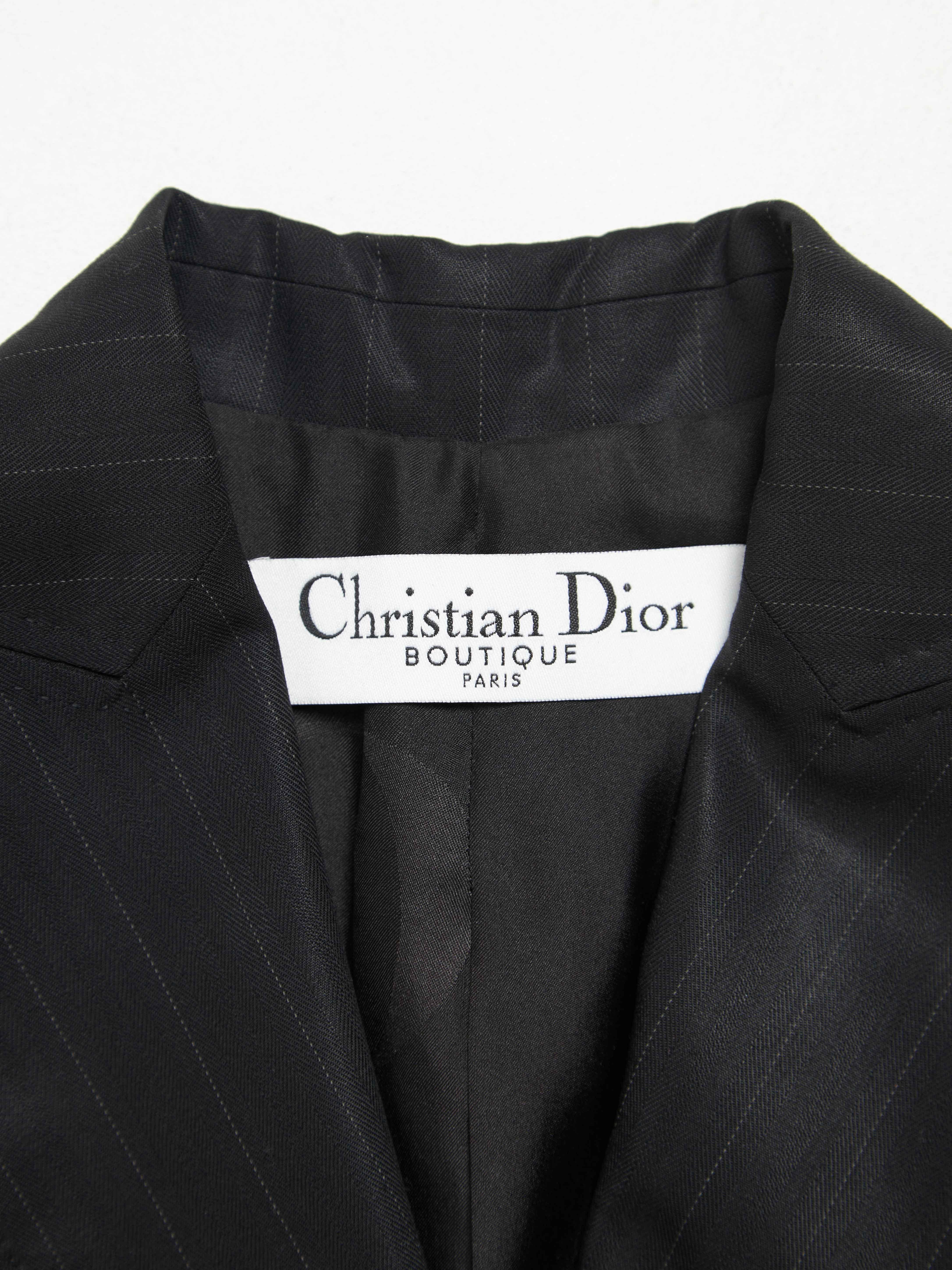 Dior Christian Dior Dark Gray Wool And Silk Blazer Jacket In New Condition For Sale In Dover, DE
