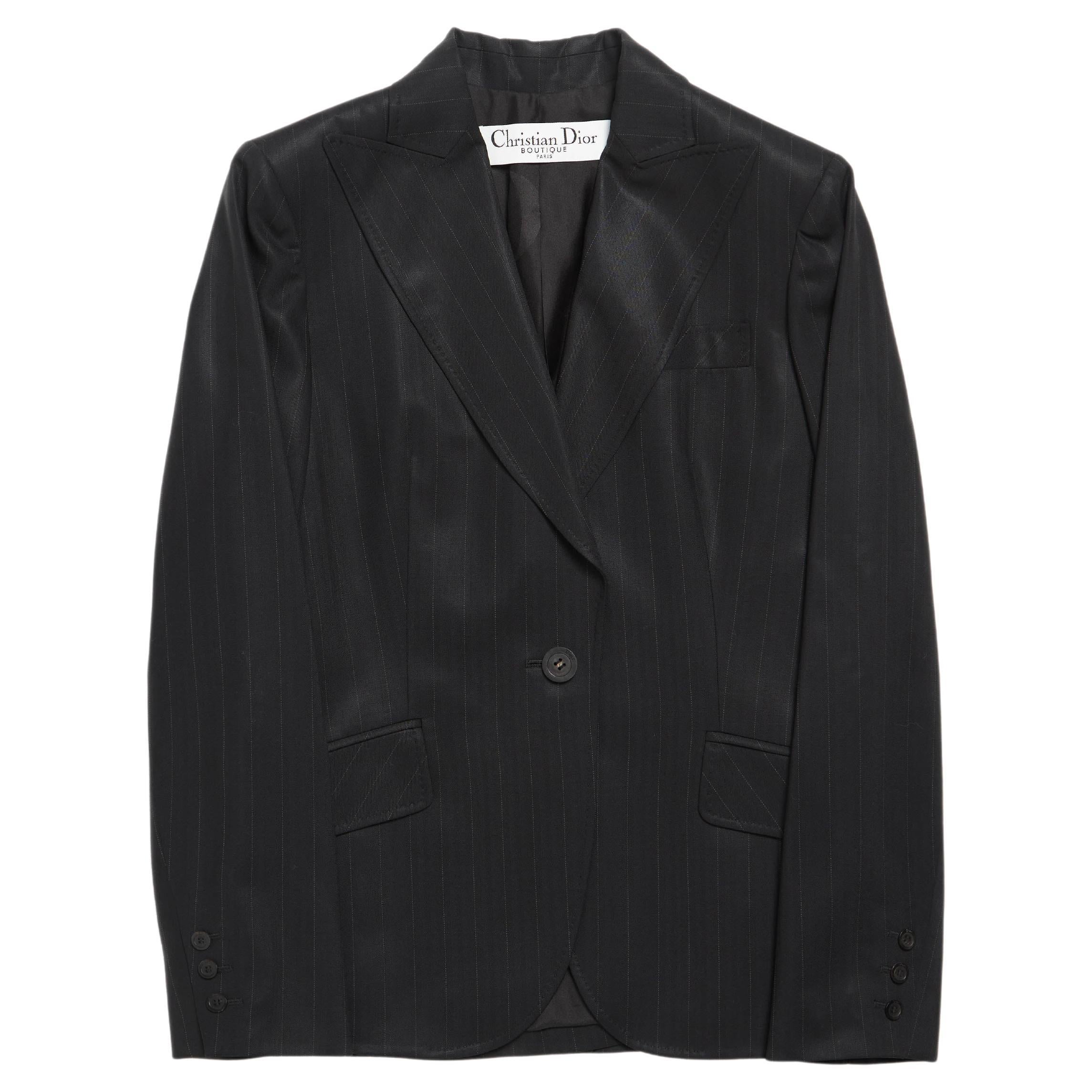 Dior Christian Dior Dark Gray Wool And Silk Blazer Jacket