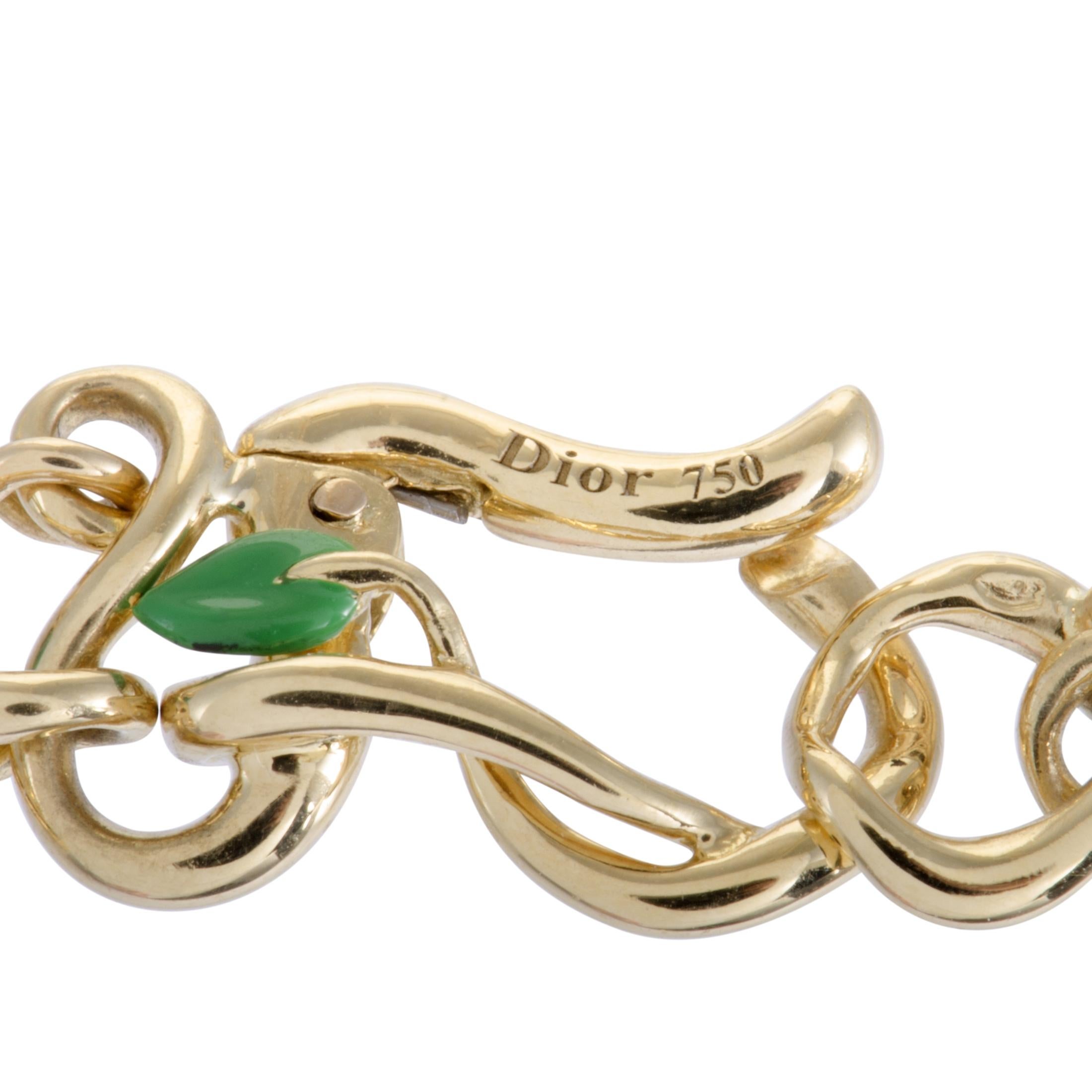 Women's Dior Christian Dior Feuillus Yellow Gold Diamonds Emerald and Green Enamel