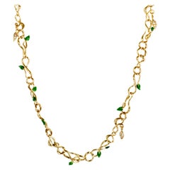 Dior Christian Dior Feuillus Yellow Gold Diamonds Emerald and Green Enamel