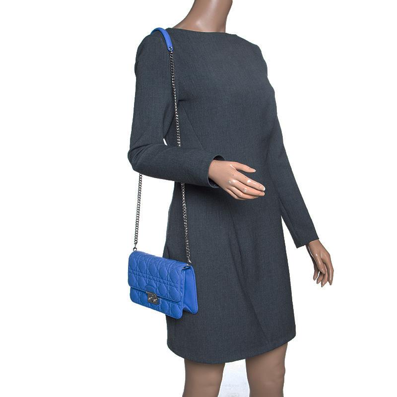 Dior City Blue Cannage Leather Miss Dior Promenade Shoulder Bag In Excellent Condition In Dubai, Al Qouz 2