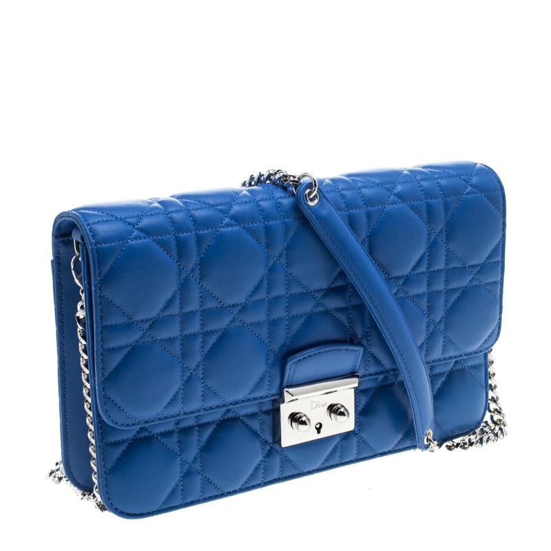 Women's Dior City Blue Cannage Leather Miss Dior Promenade Shoulder Bag