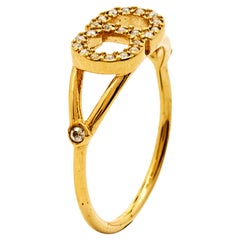 Dior Clair D Lune CD Kristall Goldfarbener Ring Größe 53