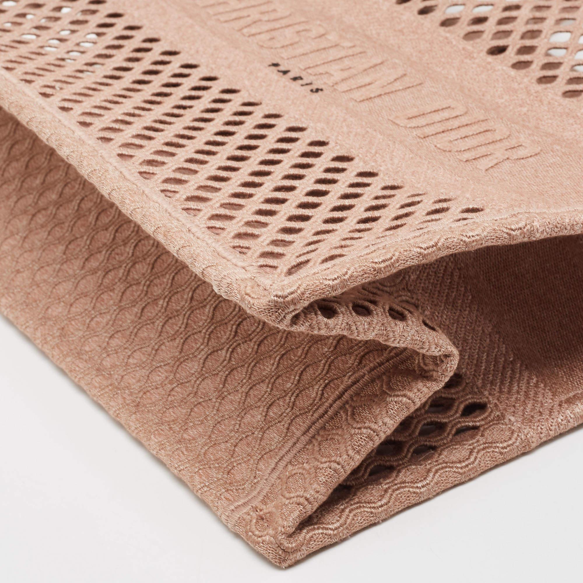 Dior Clay Fishnet Mesh Embroidered Canvas Medium Book Tote In Excellent Condition In Dubai, Al Qouz 2