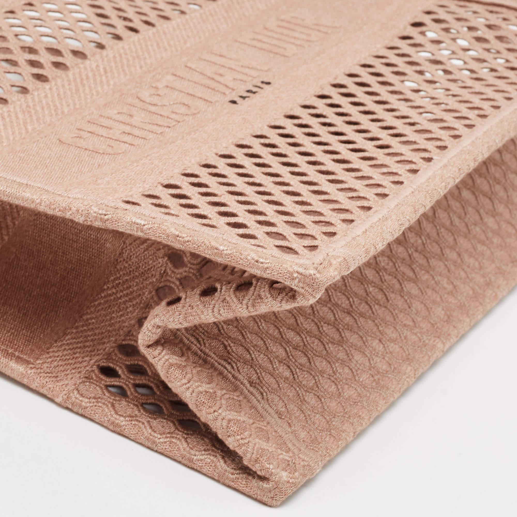 Women's Dior Clay Fishnet Mesh Embroidered Canvas Medium Book Tote