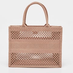 Dior Clay Fishnet Mesh Embroidered Canvas Medium Book Tote