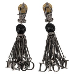 Dior Clip-On Earrings with Rhinestones and Charms