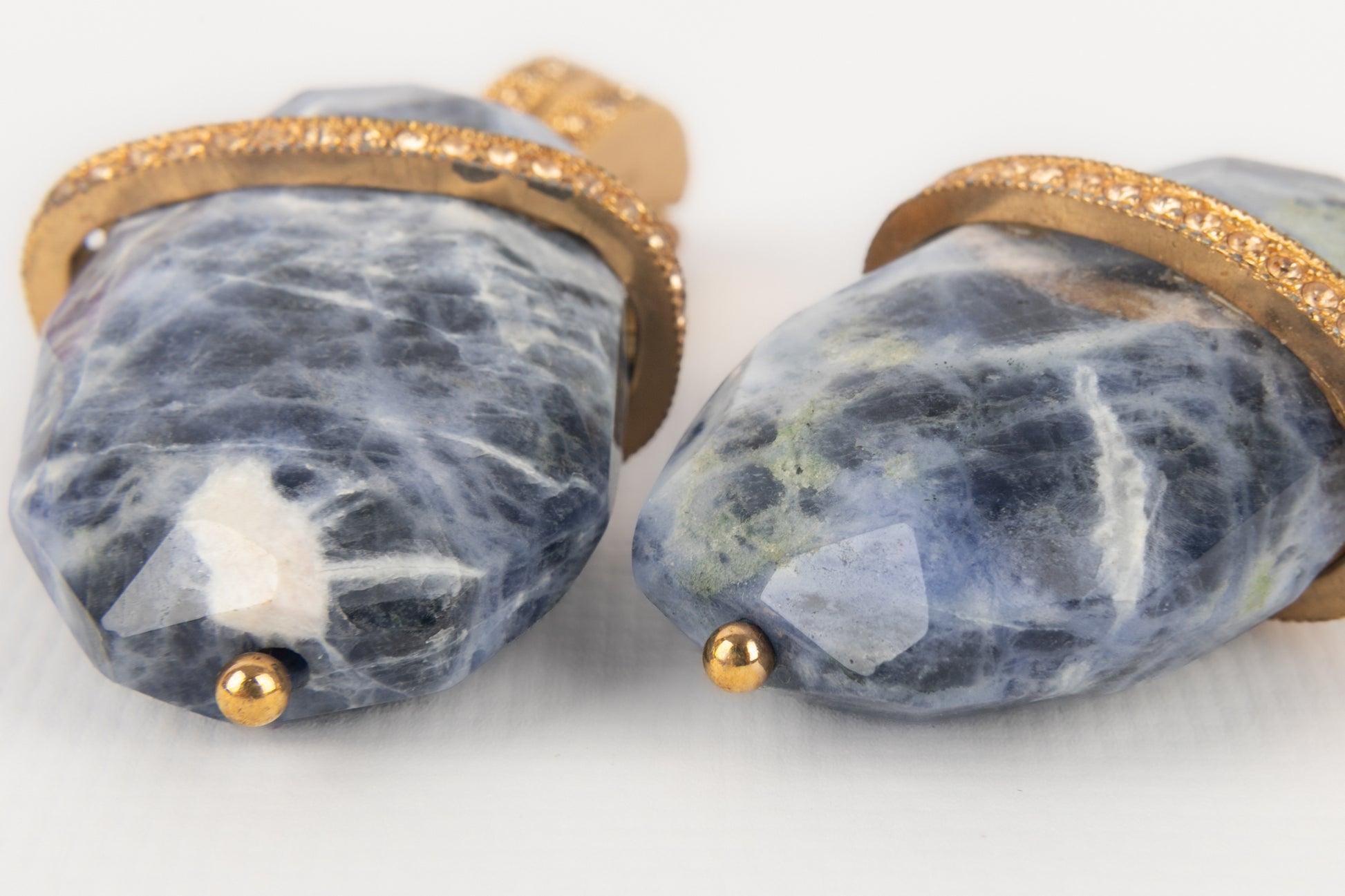 Dior Clip-On Earrings with Rhinestones and Hard Stones, 2009 In Excellent Condition For Sale In SAINT-OUEN-SUR-SEINE, FR