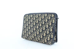 Dior Clutch Navy Oblique Signature Trotter Zip 230208 Blue Canvas Wristlet