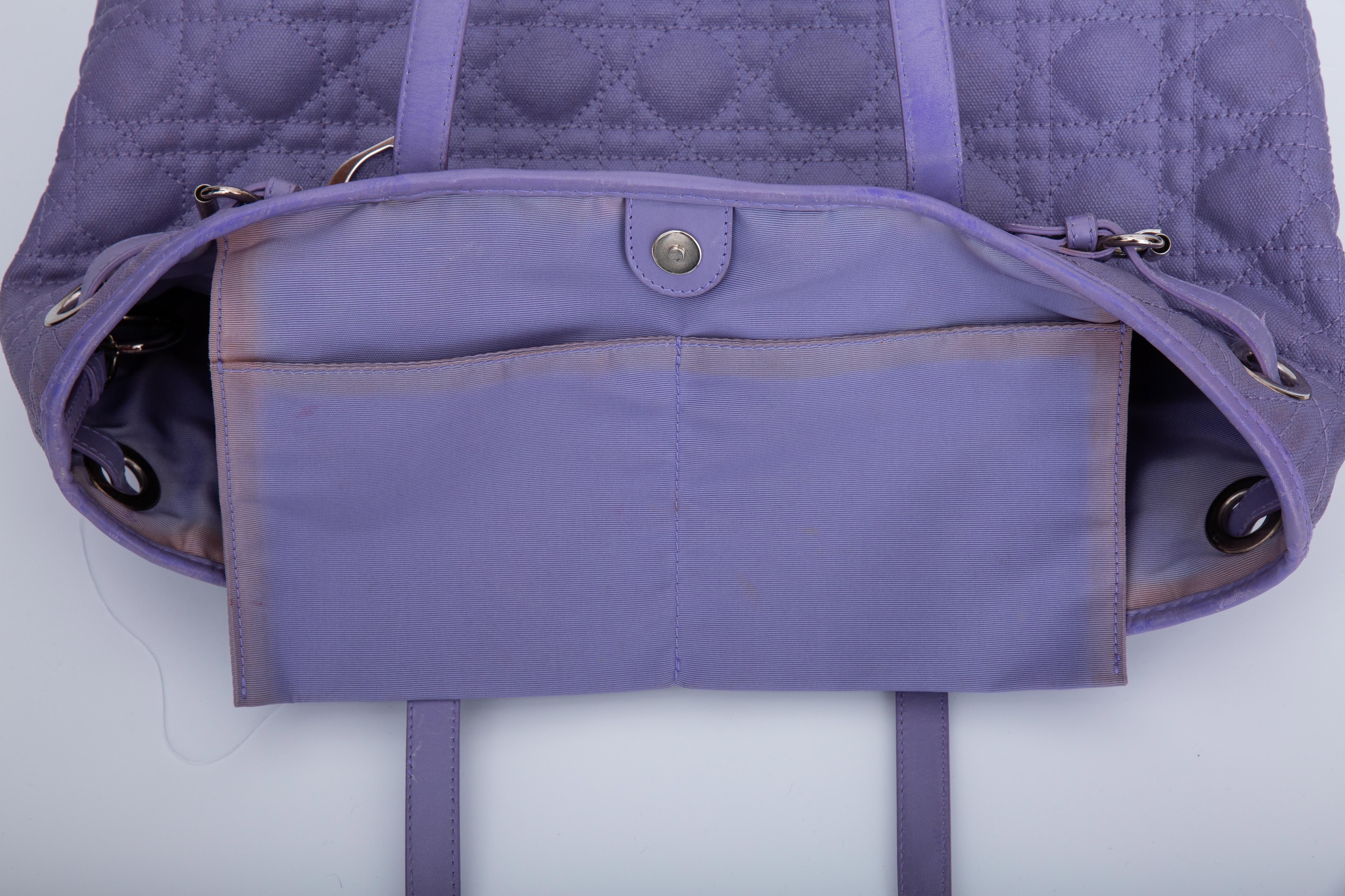 Dior Coated Canvas Lilac Cannage Small Panarea Tote (2010) 10