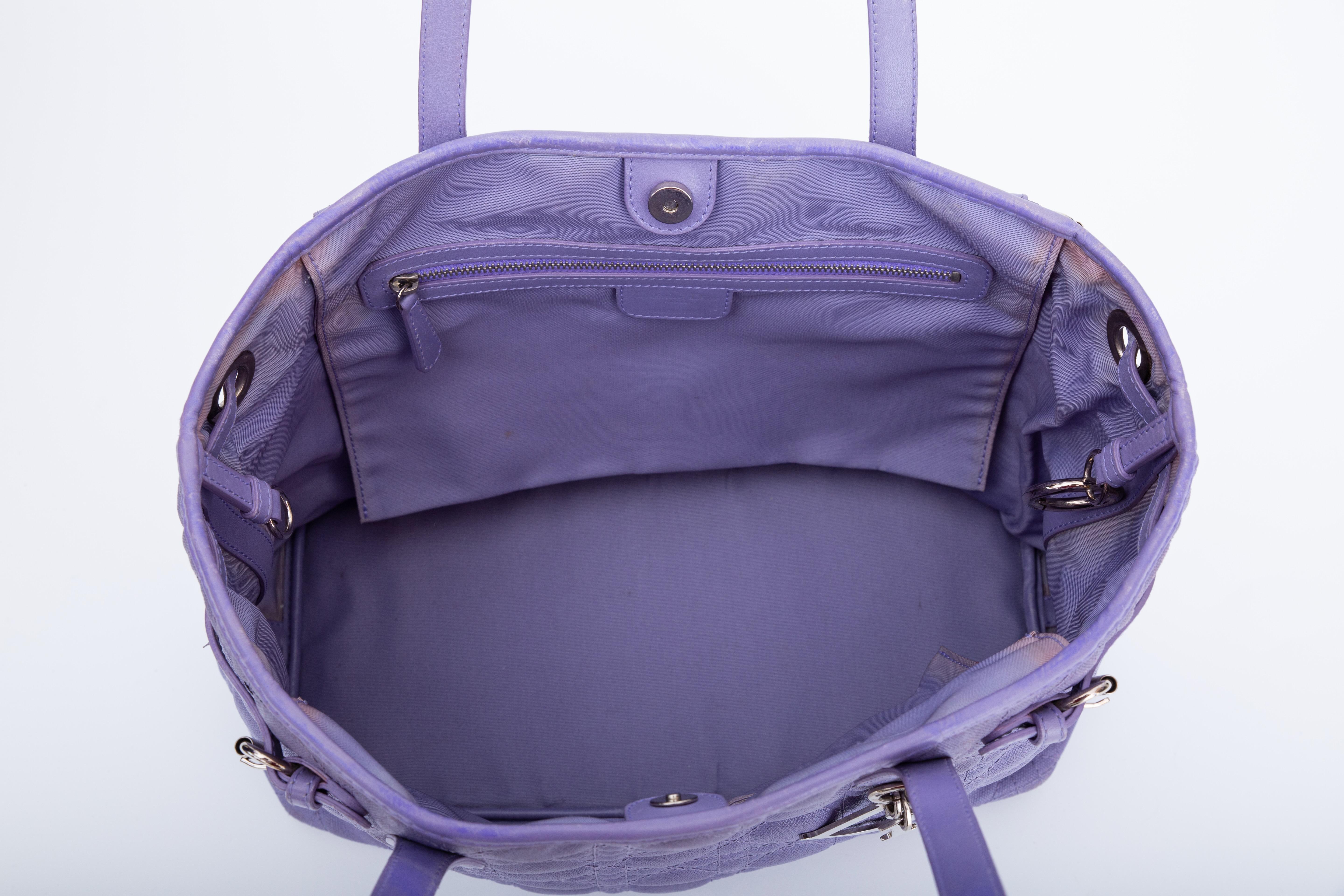 Dior Coated Canvas Lilac Cannage Small Panarea Tote (2010) 4