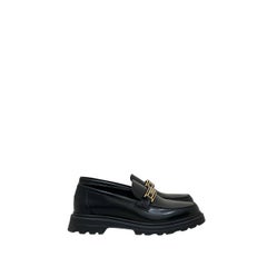 Dior Code Black Brushed Calfskin Gold Logo Platform Loafers Sz.38