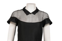 Dior Cold Shoulder Midi Dress Size FR 36 US 4 Black Wool Silk Blend Evening Gown