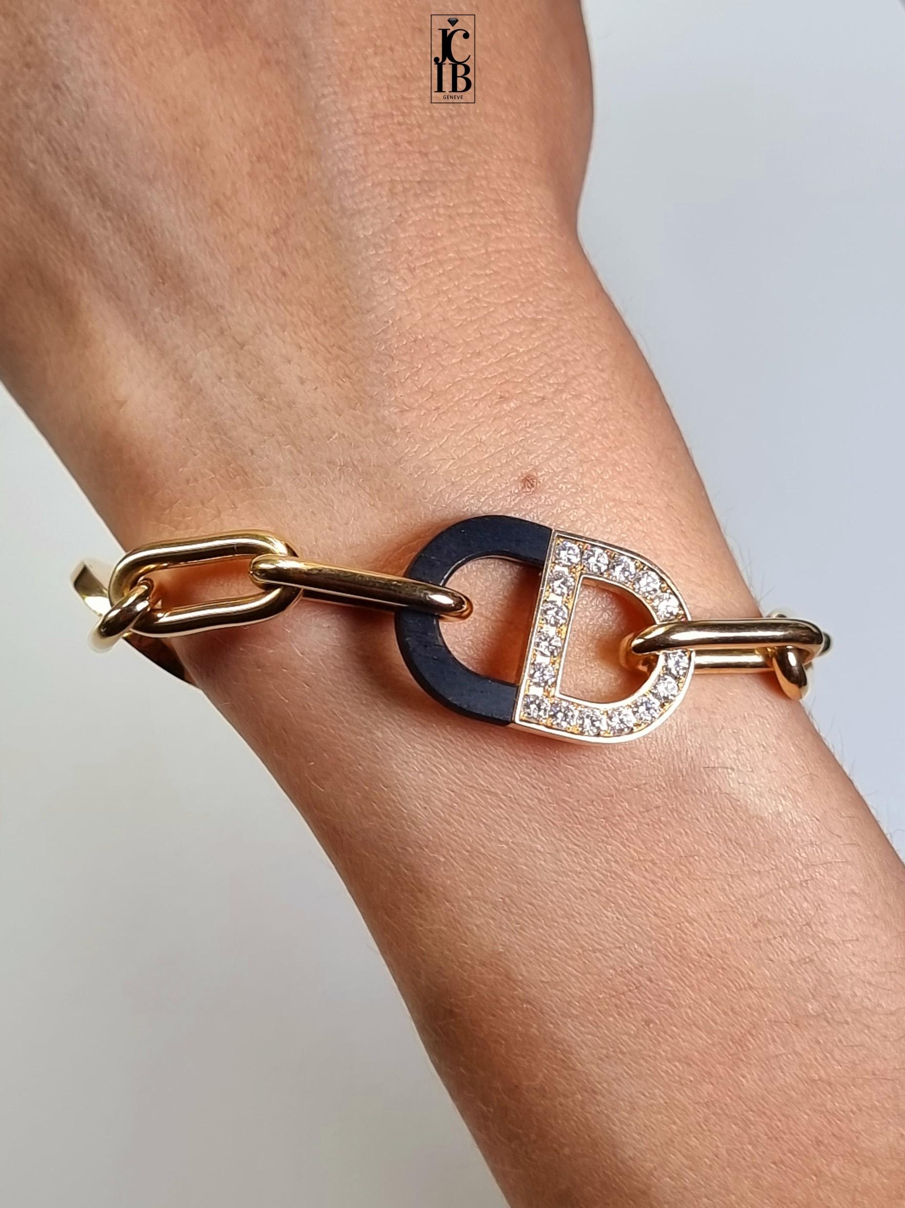 Bracciale DIOR COLOR in oro giallo, ebano e diamanti 2022 in vendita 2
