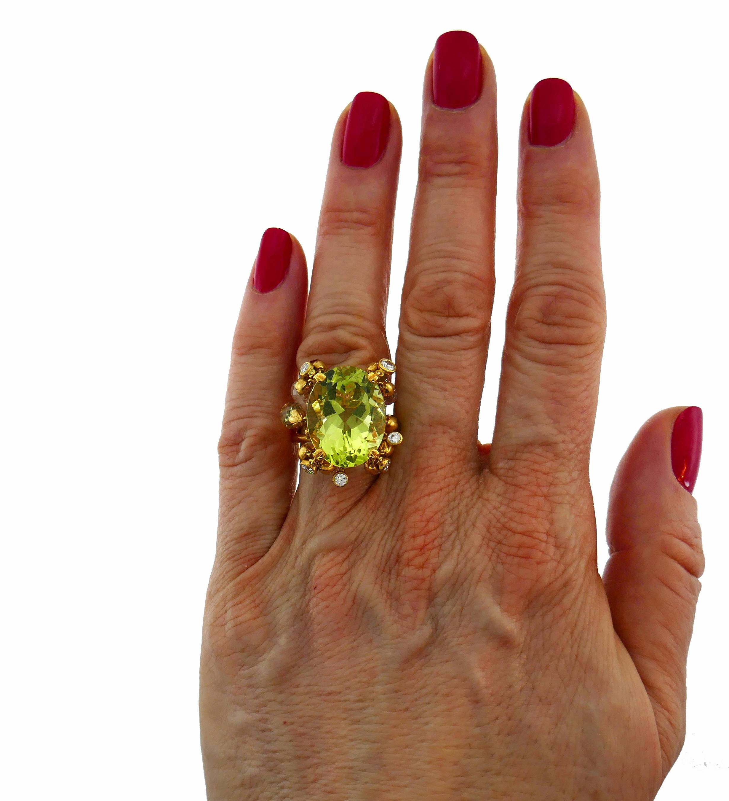 Dior Colored Gemstones Yellow Gold Ring, 1980s 5
