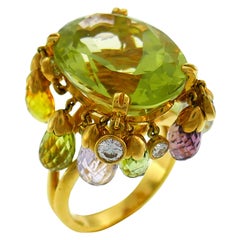 Dior Colored Gemstones Yellow Gold Ring, 1980s