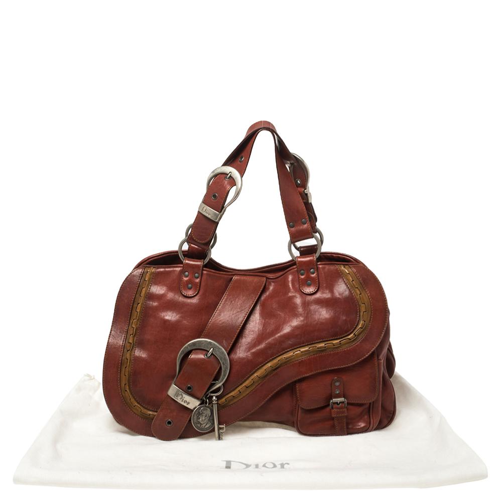 Dior Copper Brown Leather Double Saddle Shoulder Bag 6