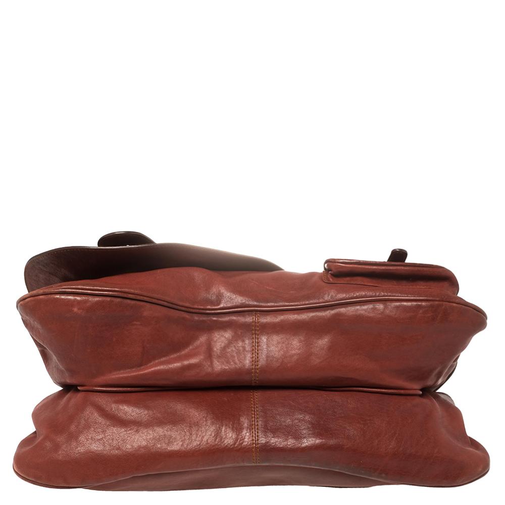 Dior Copper Brown Leather Double Saddle Shoulder Bag 5