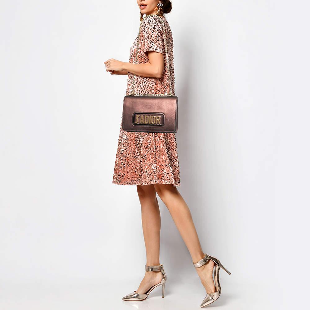 Brown Dior Copper Leather J’adior Flap Shoulder Bag