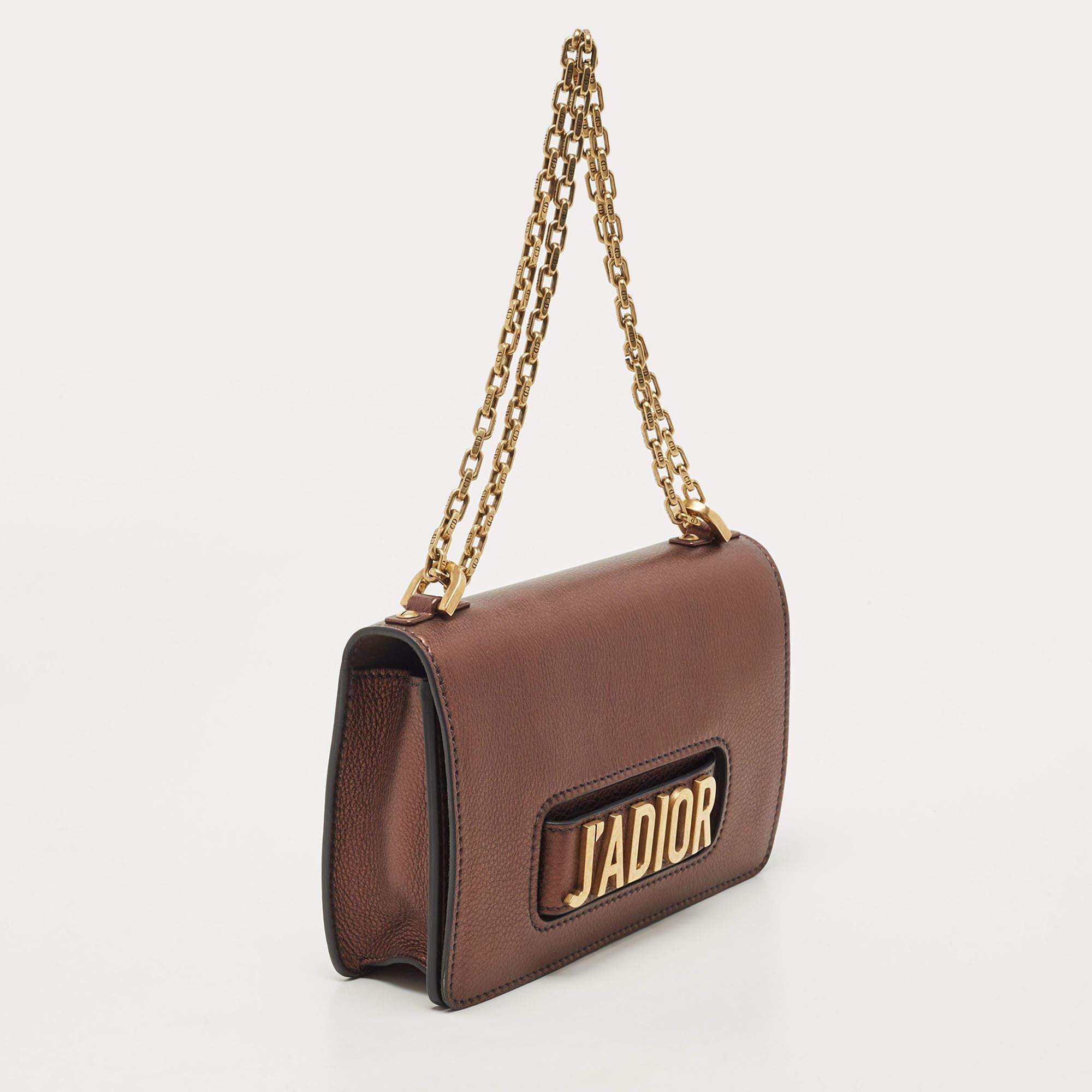 Dior Copper Leather J’adior Flap Shoulder Bag In Excellent Condition In Dubai, Al Qouz 2