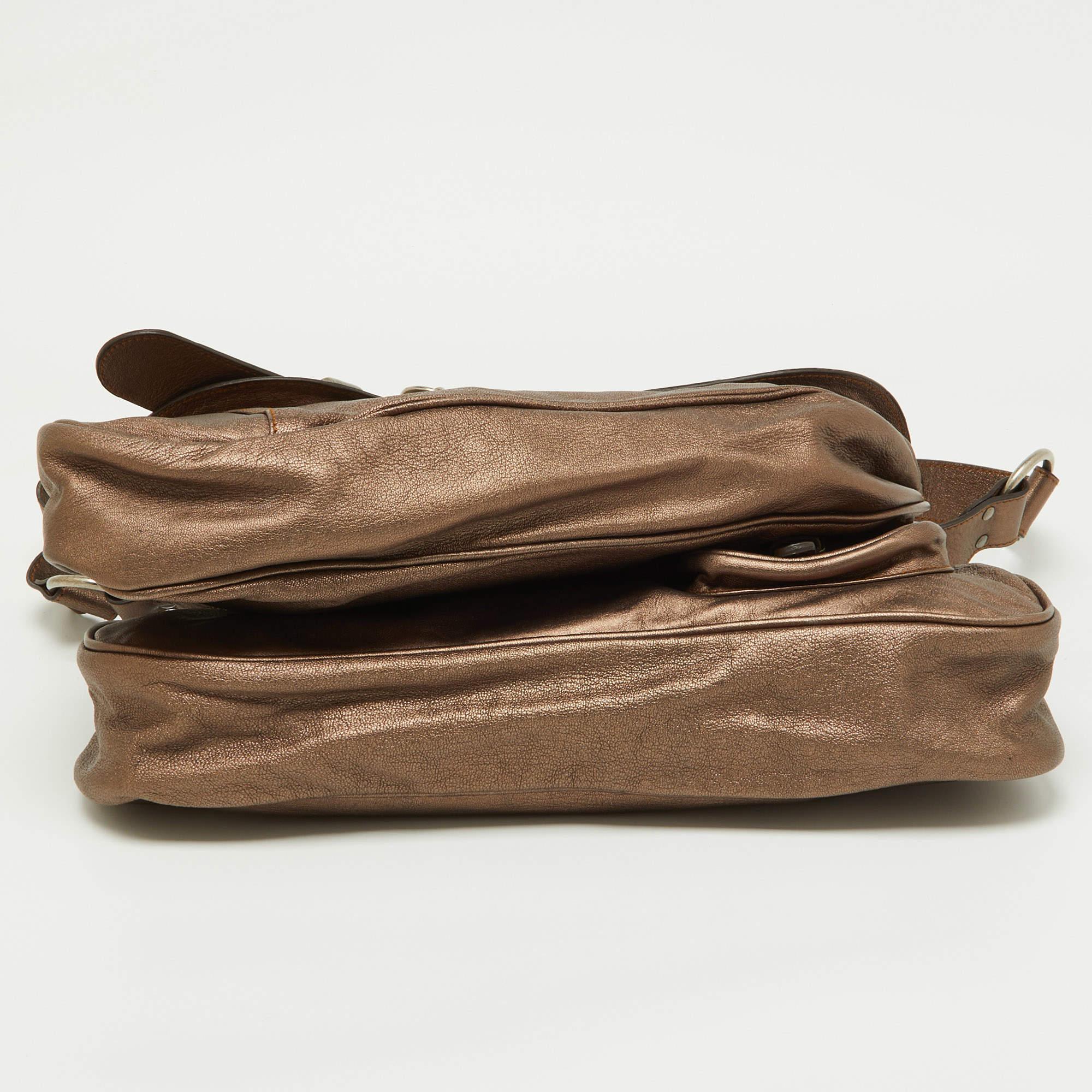 Women's Dior Copper Leather Large Gaucho Double Saddle Shoulder Bag
