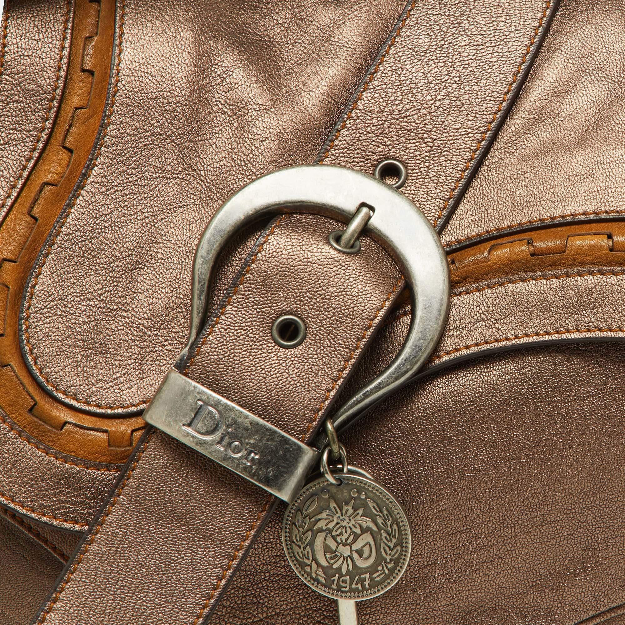 Dior Copper Leather Large Gaucho Double Saddle Shoulder Bag 2
