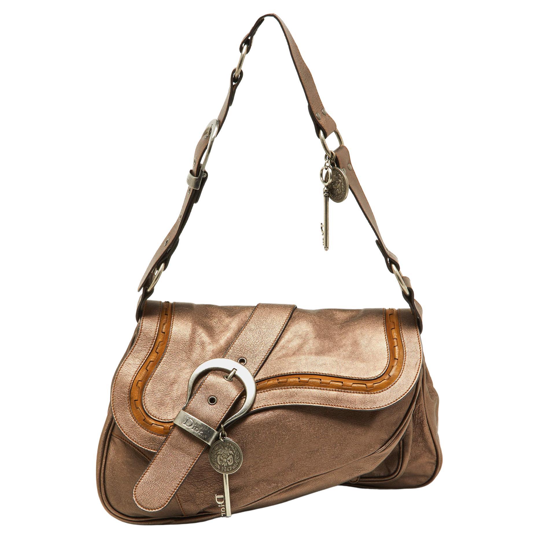 Dior Copper Leather Large Gaucho Double Saddle Shoulder Bag