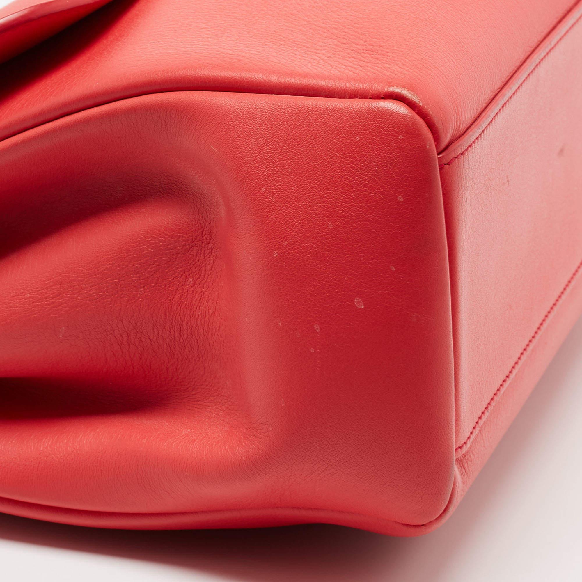 Dior - Grand sac à bandoulière en cuir orange corail 5