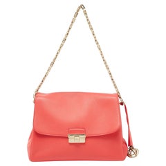 Dior Coral Orange Leather Large Diorling Shoulder Bag