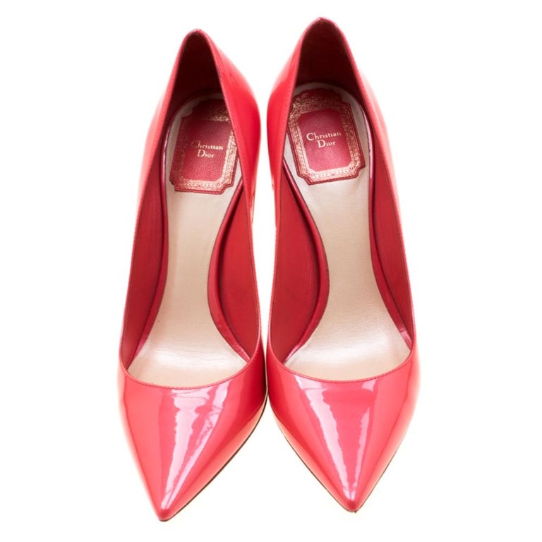 Dior Coral Patent Leather Pointed Toe Pumps Size 36.5 For Sale at ...