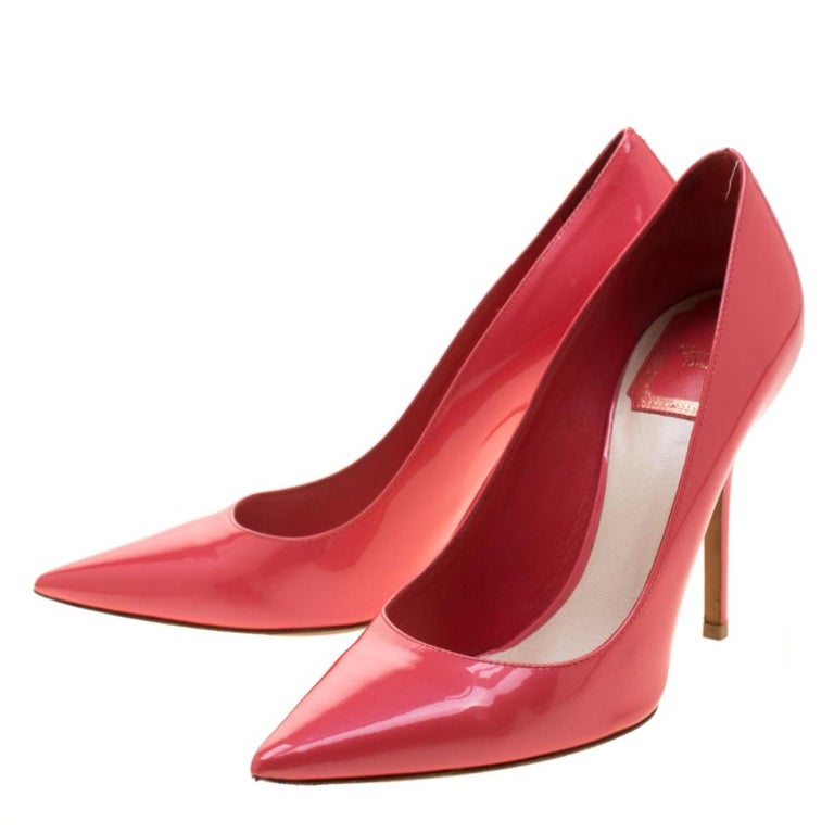 Dior Coral Patent Leather Pointed Toe Pumps Size 36.5 For Sale at ...