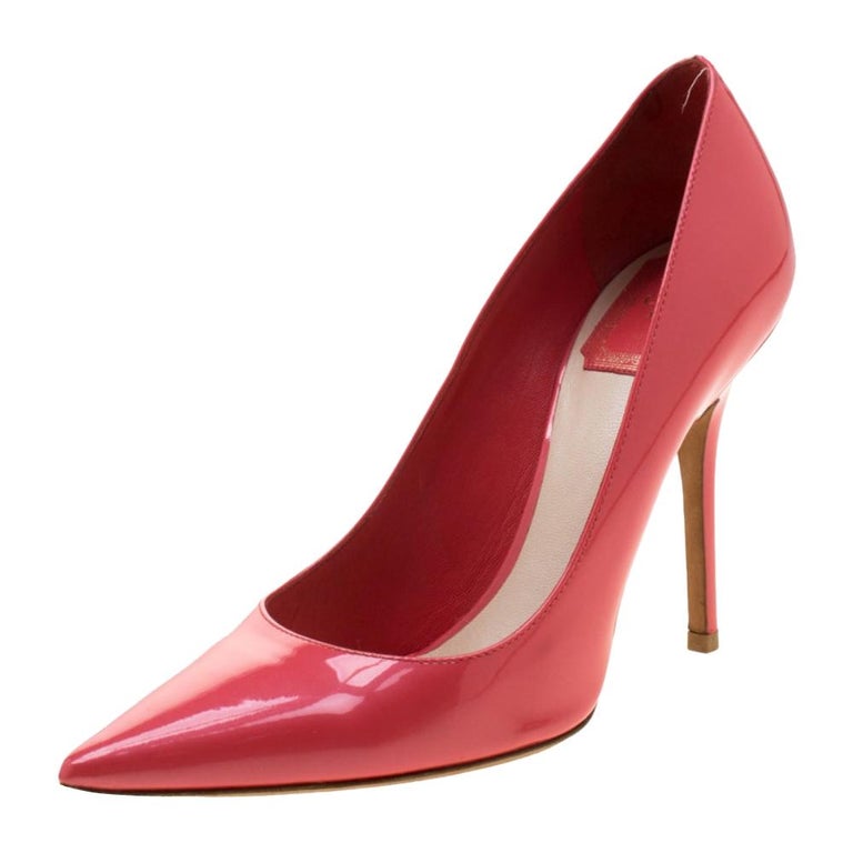 Dior Coral Patent Leather Pointed Toe Pumps Size 36.5 For Sale at ...