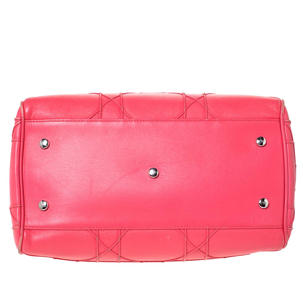 Dior Coral Pink Cannage Leather Granville Polochon Satchel 1