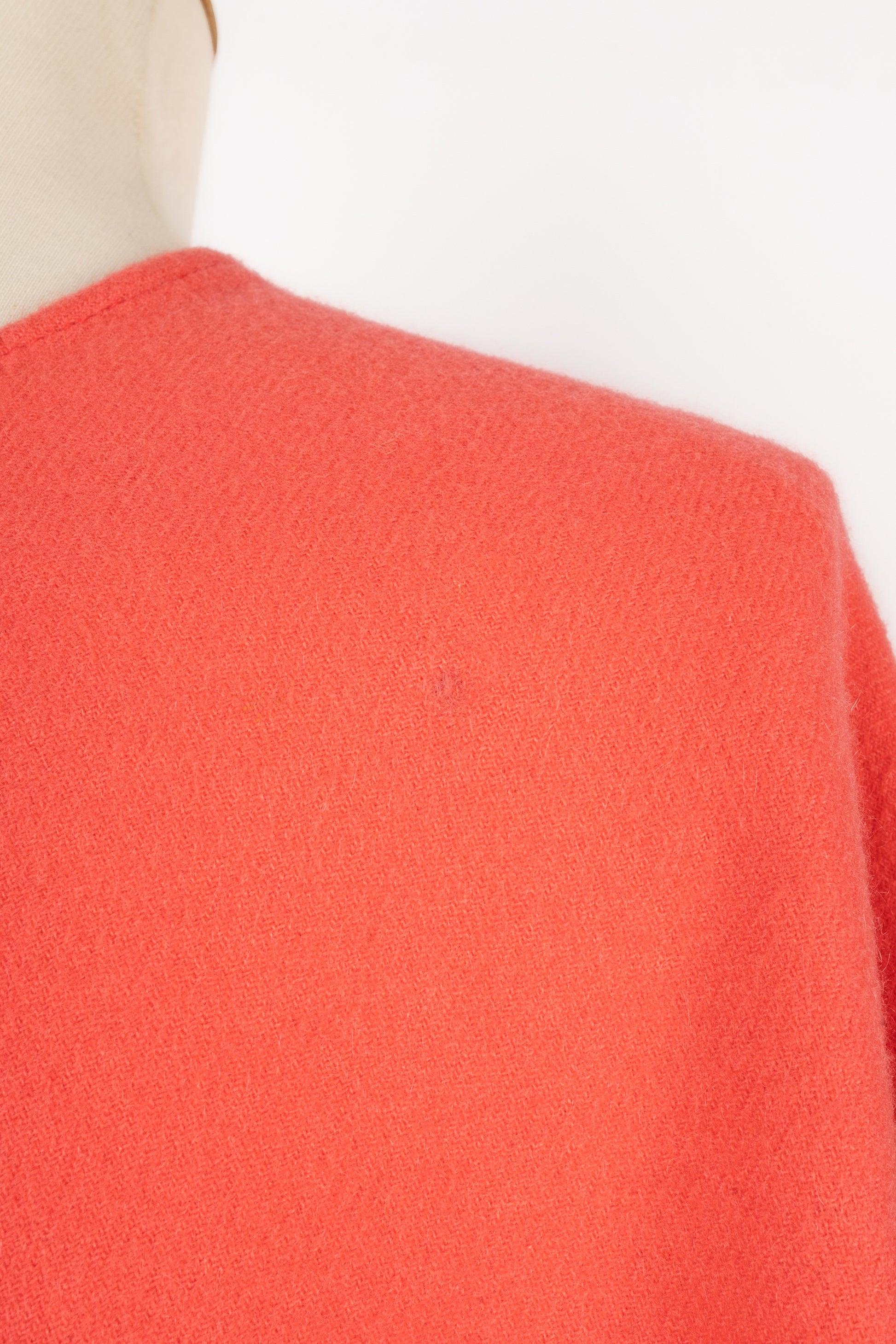 Dior Coral-Pink Cashmere Stole/Shawl with Leather Fringes For Sale 1