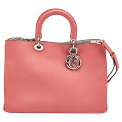 Dior Coral Pink Leather Large Diorissimo Shopper Tote