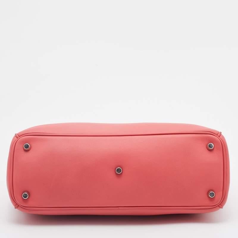 Dior Coral Pink Leather Medium Diorissimo Shopper Tote In Good Condition In Dubai, Al Qouz 2