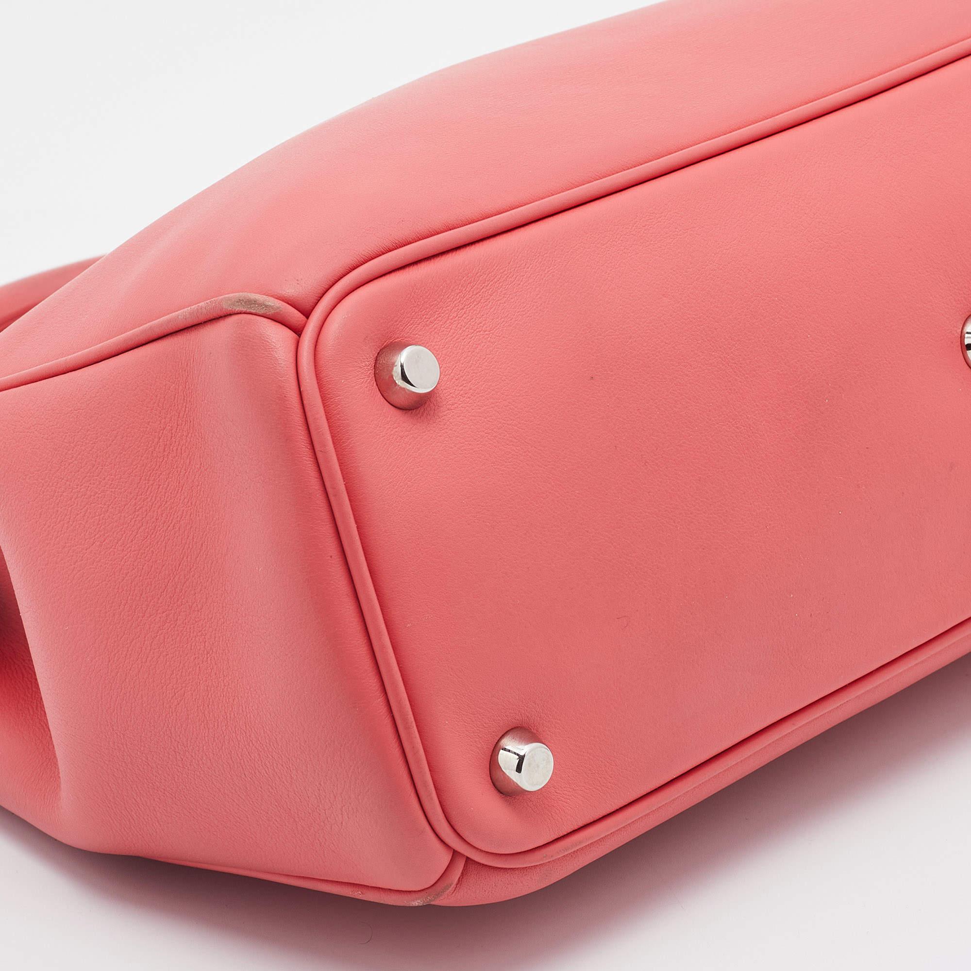 Dior Coral Pink Leather Medium Diorissimo Shopper Tote 3