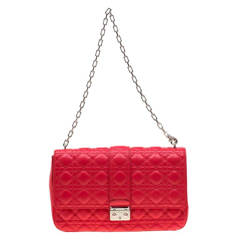 Dior Coral Red Quilted Leather Large Miss Dior Flap Bag For Sale at 1stDibs
