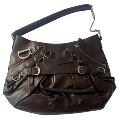 Dior Corset Dark Brown Leather Lace-up Ballet Bag Handbag Silver Hardware